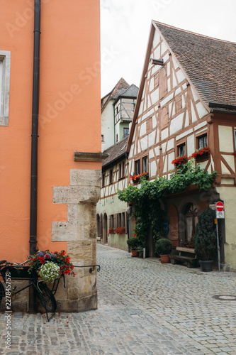 Rothenburg ob der Tauber, Germany 25 June 2018: Old Town of Rothenburg ob der Tauber, Germany