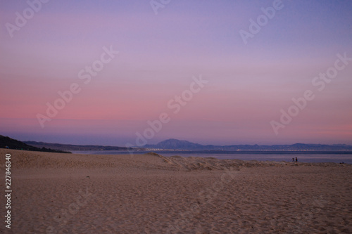 Sunset. “Punta Paloma” beach. Atlantic ocean, Tarifa, Andalusia, Spain.