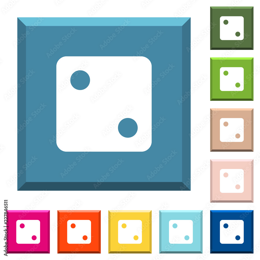 Dice two white icons on edged square buttons Dice two white icons on edged square buttons
