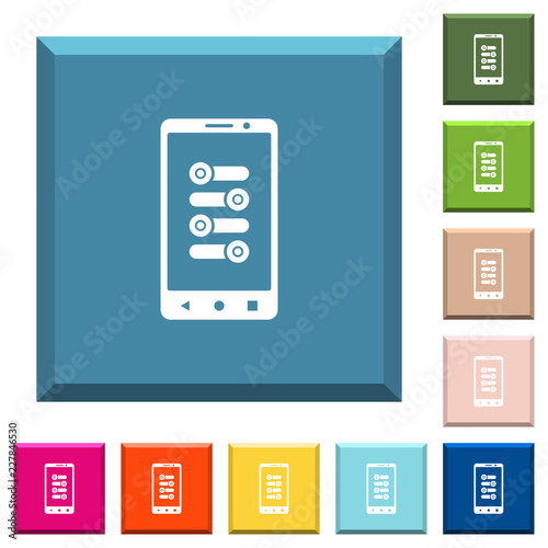 Mobile fine tune white icons on edged square buttons
