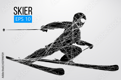 Silhouette of a skier jumping isolated. Vector illustration