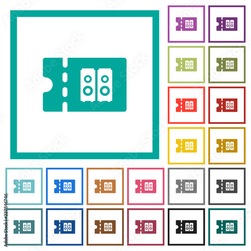 Hi-fi shop discount coupon flat color icons with quadrant frames