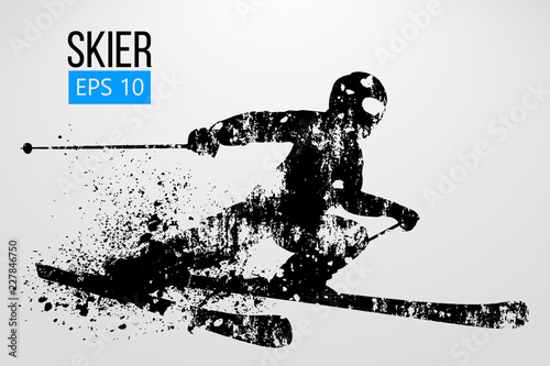 Silhouette of a skier jumping isolated. Vector illustration