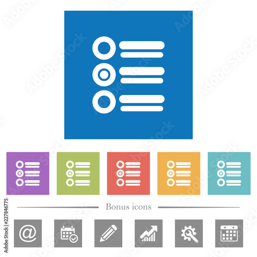 Radio group flat white icons in square backgrounds