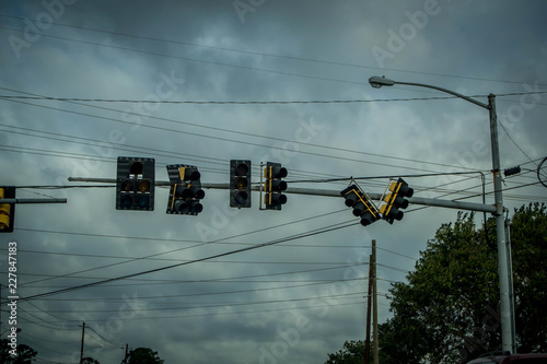 Damaged street lights after hurricane michael photo