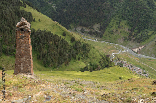 Ancient village in the mountains. Dartlo, Georgia country.