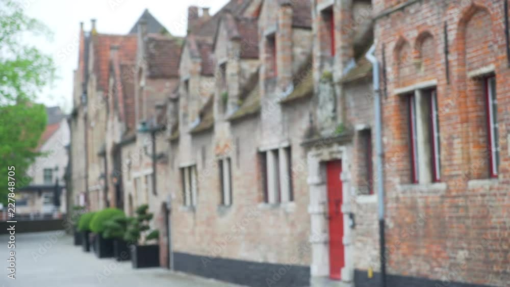 Cobblestone street in Bruges out of focus for background plate compositing Cobblestone street in Bruges out of focus for background plate compositing