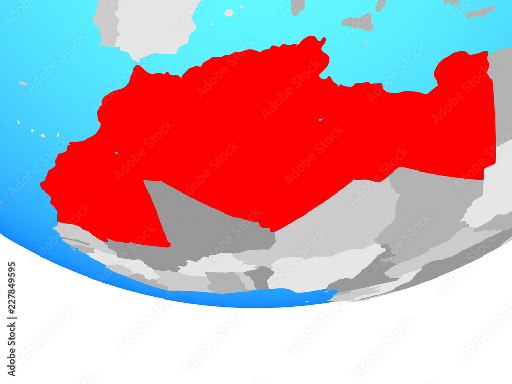 Fototapeta premium Maghreb region on simple political globe.