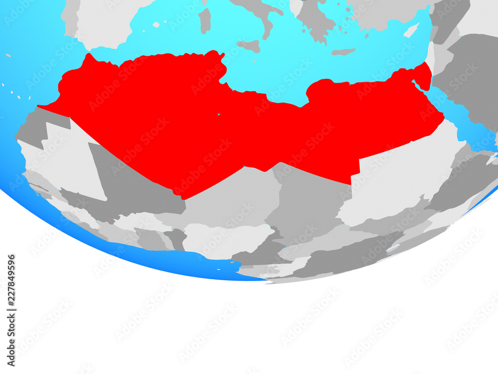 Fototapeta premium North Africa on simple political globe.