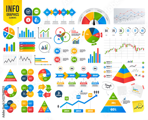 Infographic template. Information icons. Stop prohibition and user blacklist signs. Approved check mark symbol. Financial infographic chart. Time counter. Vector
