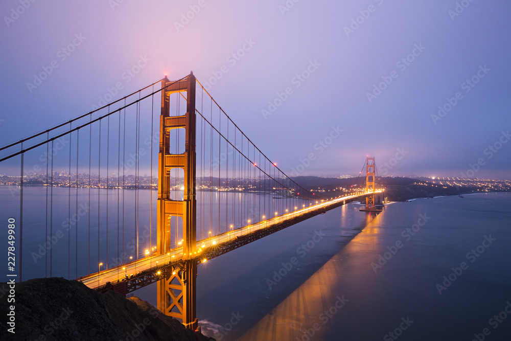 The Golden Gate bridge at dawn