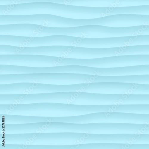 Abstract seamless pattern of wavy lines with shadows in light blue colors