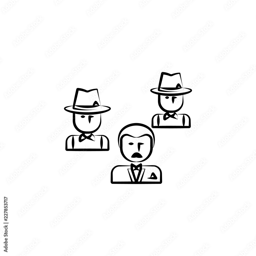 gang, criminal, godfather, mafia icon. Element of crime icon for mobile concept and web apps. Hand drawn gang, criminal, godfather, mafia icon can be used for web and mobile