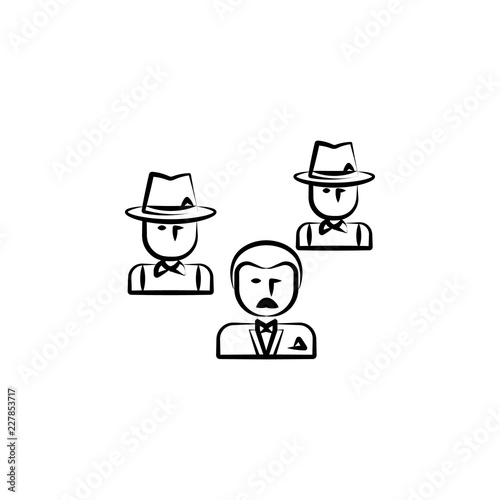 gang, criminal, godfather, mafia icon. Element of crime icon for mobile concept and web apps. Hand drawn gang, criminal, godfather, mafia icon can be used for web and mobile