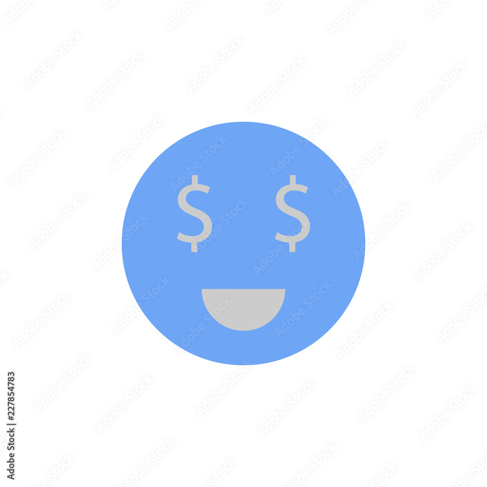 Eyes, dollar, face, money, smiley two color blue and gray icon Eyes, dollar, face, money, smiley two color blue and gray icon