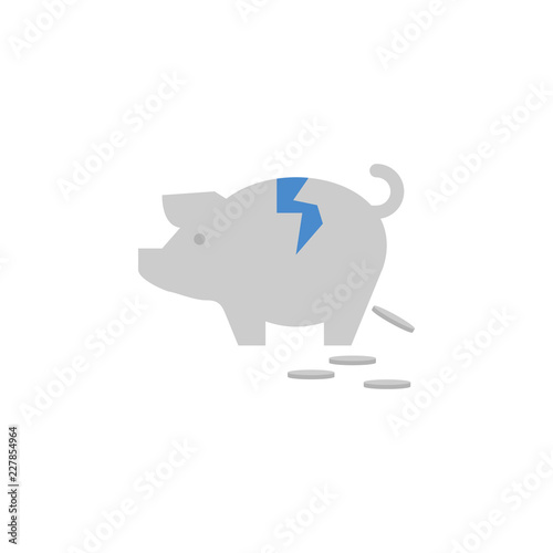 Piggy, broken, banking, money, coins, savings two color blue and gray icon