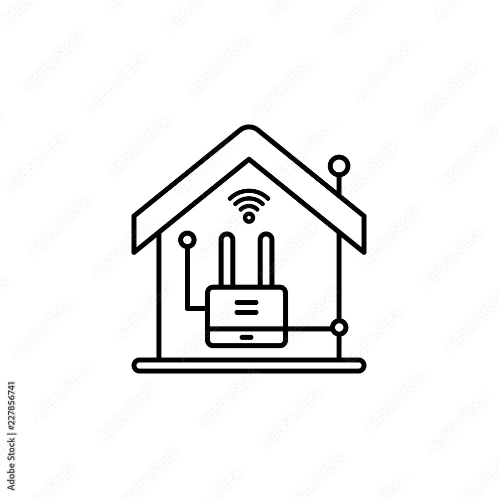 Smart connected wi fi icon. Element of smart house icon for mobile concept and web apps. Thin line Smart connected wi fi icon can be used for web and mobile Smart connected wi fi icon. Element of smart house icon for mobile concept and web apps. Thin line Smart connected wi fi icon can be used for web and mobile