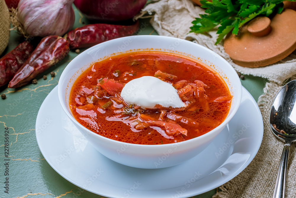 Borscht with sour cream Borscht with sour cream