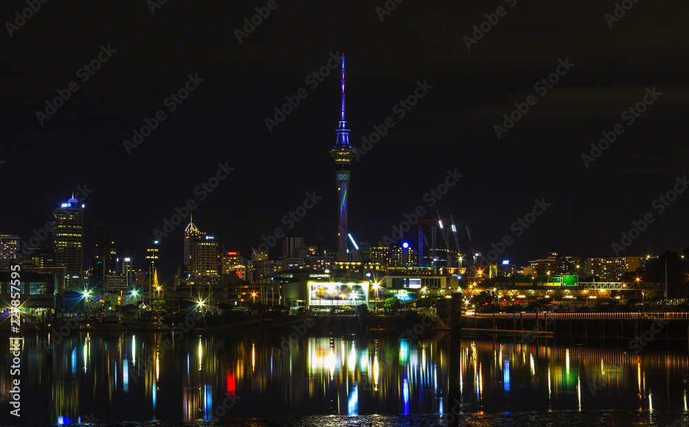 Auckland Night View from St Marys Bay Beach, Auckland New Zealand