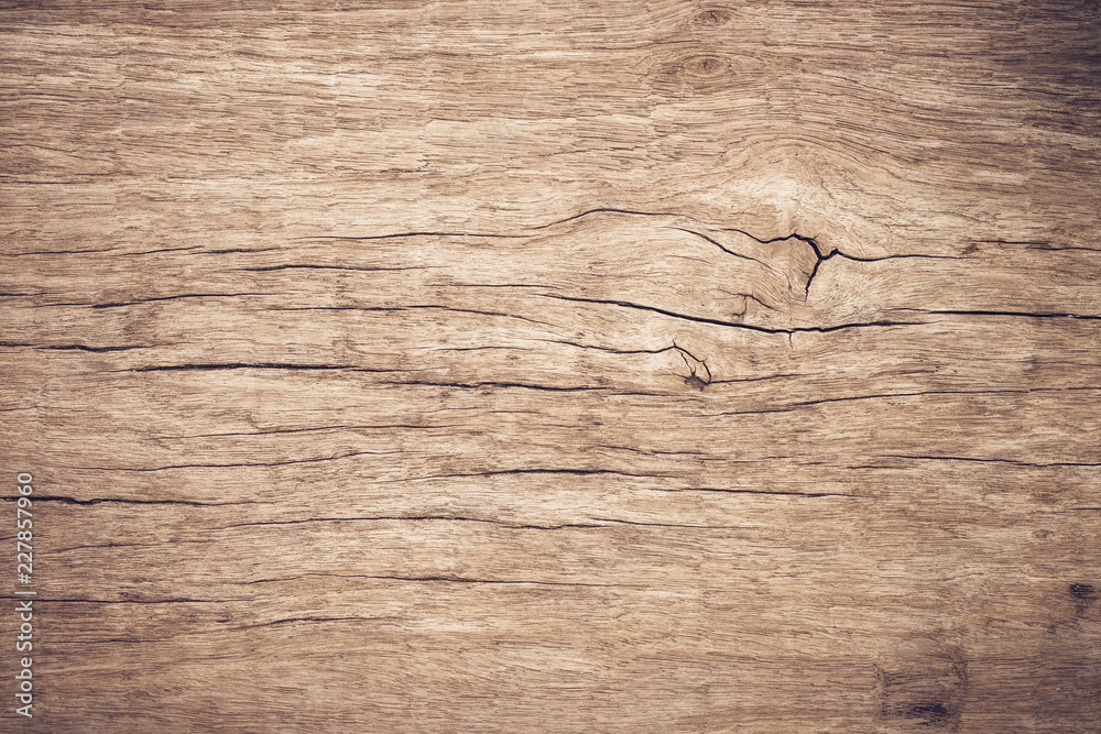 Top view brown wood with crack, Old grunge dark textured wooden background,The surface of the old brown wood texture - obrazy, fototapety, plakaty 