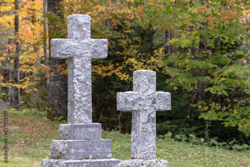 Old cemetery autumn, blurred backgrounds, old crosses, peaceful.