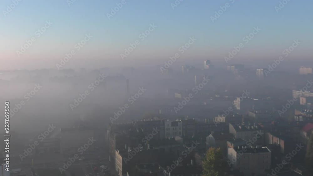 Air pollution. Dirty sky in the city. 4K, UHD, 50p, Cinematic,Wide angle,