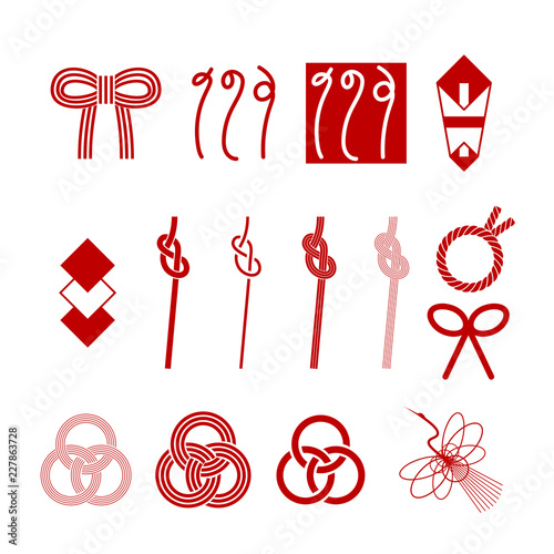 水引　のし　正月　アイコン　セット