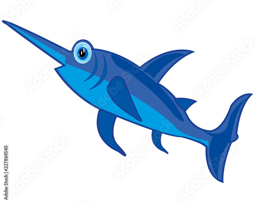 Cartoon of fish sword on white background is insulated