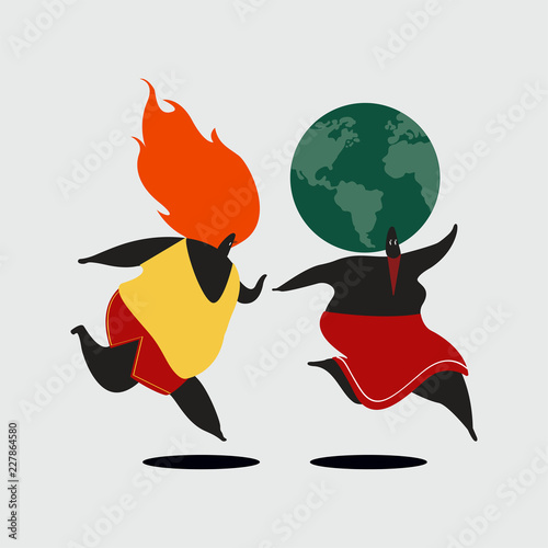 Planet earth being chased by global warming illustration