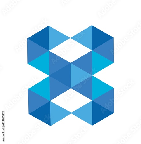 X, B initial triangle geometric polygonal logo