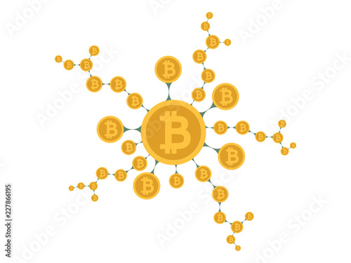 Mobile bitcoin business with Hand holding smartphone. circular arrows. Bit coin exchange and transfer. cryptocurrency mining, Finance, digital money circulation. design for infographic, mobile app.