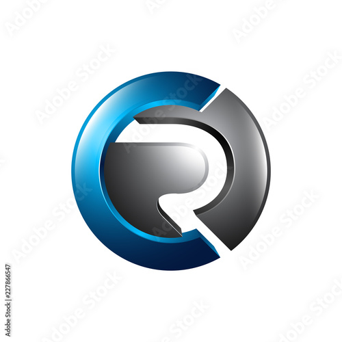 Abstract Letter CR Logo. Blue and green color. Vector illustrator