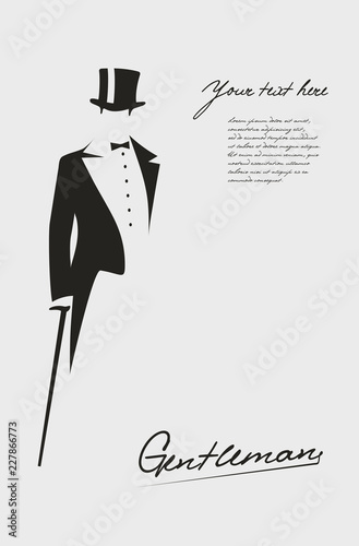 Silhouette of a gentleman in a tuxedo. photo