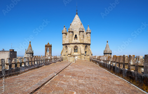 Lantern tower over the roof of Cathedral of Evora. Evora. Portugal