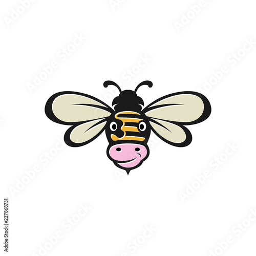 Bee cow, a combination of bee and cow head as an icon template for milk drinks with honey, etc.