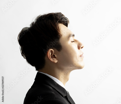 Side view of young handsome man face