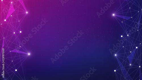 Fotografi Blockchain technology futuristic hud ultraviolet banner.