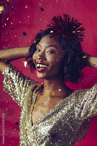 Woman wearing sequin dress