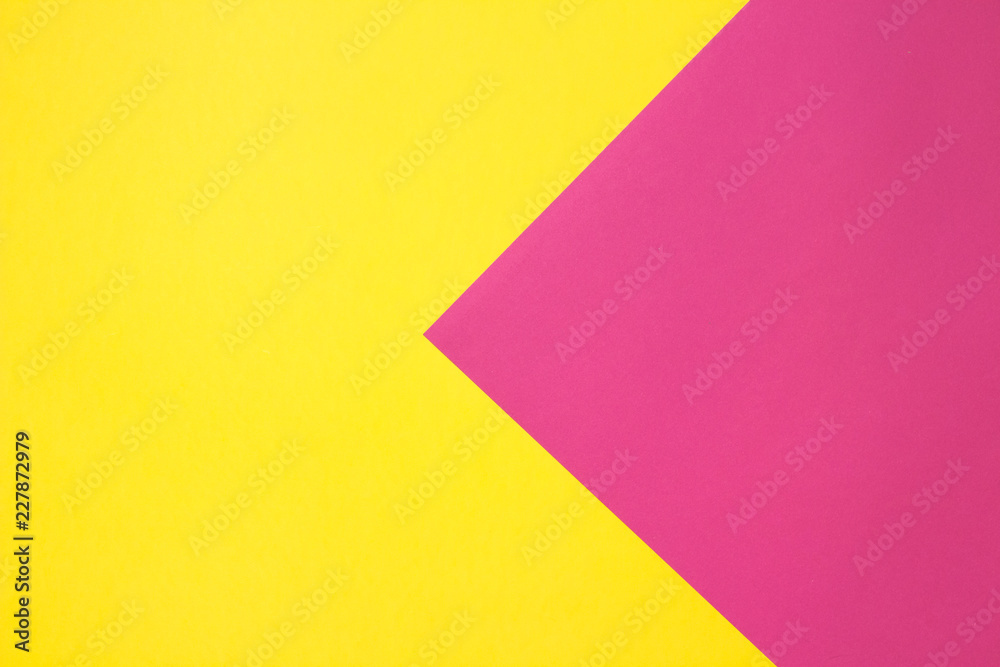flat composition. Pink and yellow colors. Large arrow