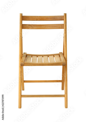 Wooden folding chair  with clipping path  isolated on white background