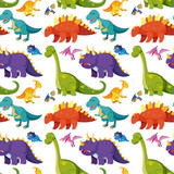 Flat dinosaur seamless background