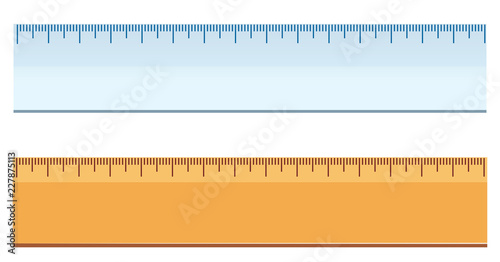 Plastic and wooden ruler