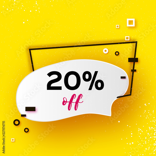 Sale tag, Special offer banner template. Trendy Geometric quote elemets Frame for text in paper cut style. For brochure, flyer or presentations design. Simple geometry. Yellow.