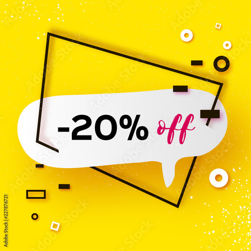 Sale tag, Special offer banner template. Trendy Geometric quote elemets Frame for text in paper cut style. For brochure, flyer or presentations design. Simple geometry. Yellow.