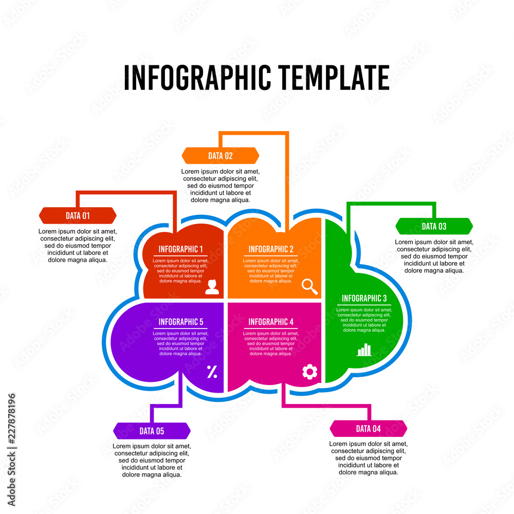 Naklejka premium Colorful cloud infographic design template.