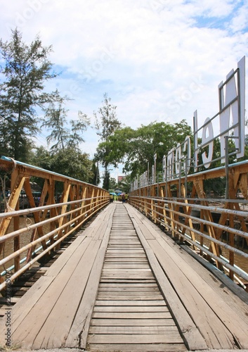  old wood bridge landmark in south Thailand