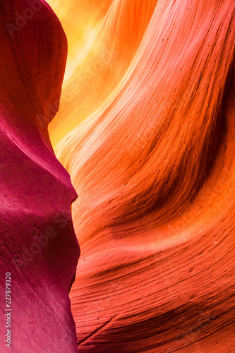 Beautiful view of Antelope Canyon sandstone formations in famous Navajo Tribal national park near Page, Arizona, USA 