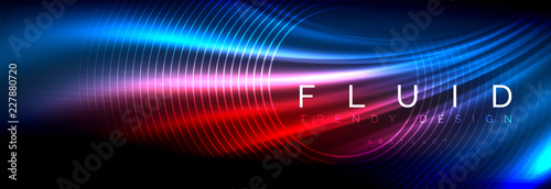 Neon glowing fluid wave lines, magic energy space light concept, abstract background wallpaper design