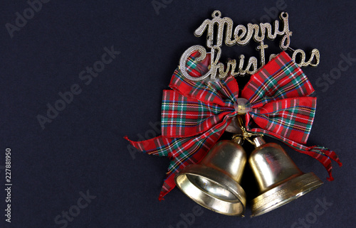 Gifts and Decorations on Christmas Day with Black Background. photo