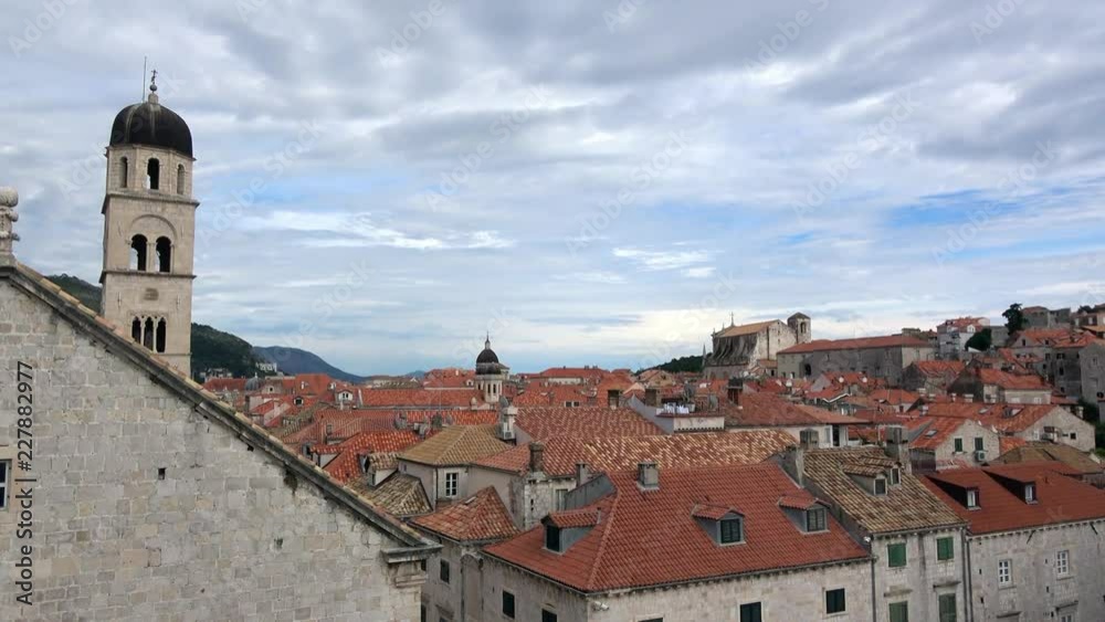 4K. Views of Dubrovnik Old Town from the surrounding walls. Landscape of Dubrovnik, one of the world’s finest and most perfectly preserved medieval cities in the world. Beautiful clouds-Adrian 4K. Views of Dubrovnik Old Town from the surrounding walls. Landscape of Dubrovnik, one of the world’s finest and most perfectly preserved medieval cities in the world. Beautiful clouds-Adrian